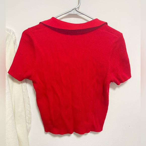 Forever 21 Scarlet Ribbed Crop Polo - Picture 3 of 3